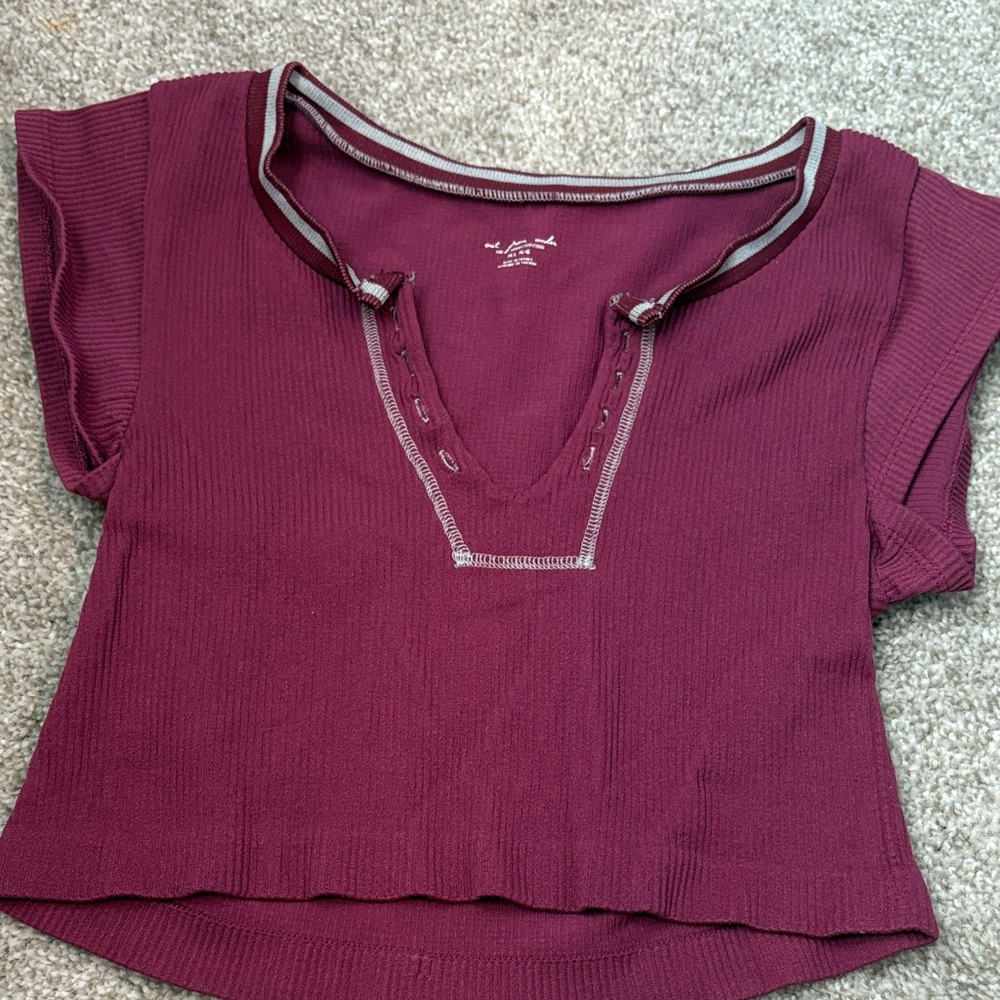Urban Outfitters Maroon Short Sleeve Top